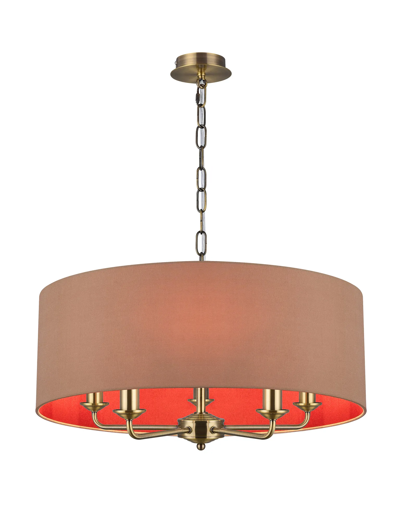 Banyan 60cm 5 Light Pendant Antique Brass; Antique Gold/Ruby DK0667  Deco Banyan AB AG